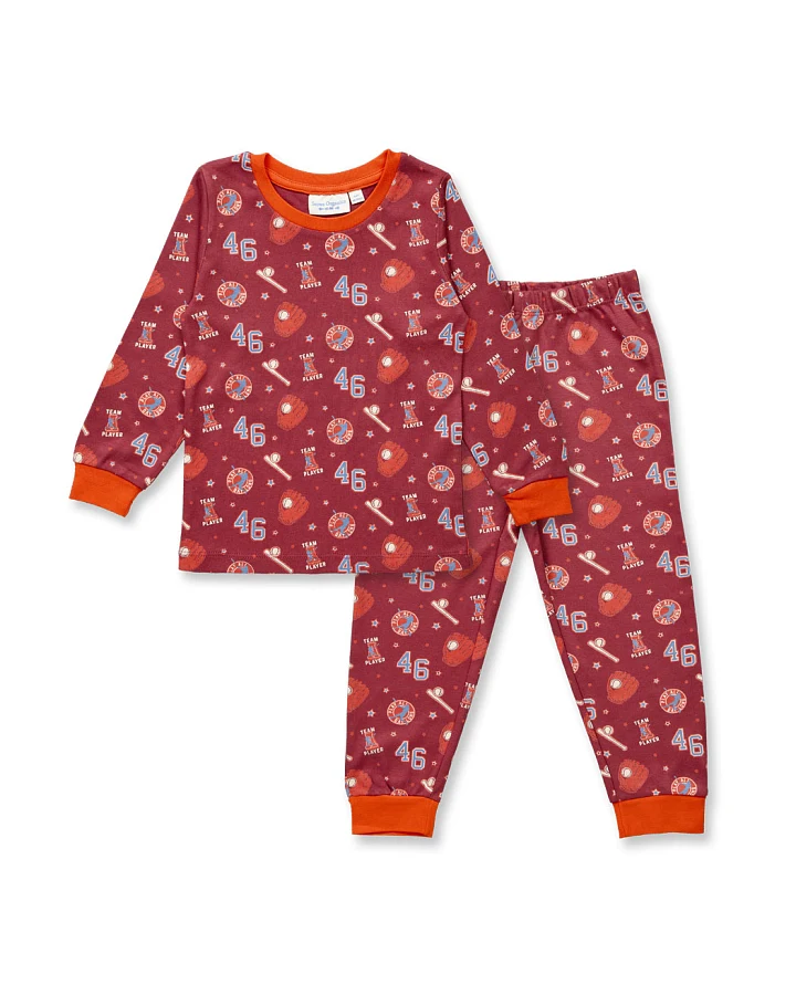 Kinder Schlafanzug mit sportlichem Druck, Modell LONG JOHN