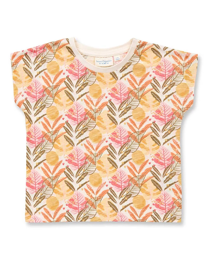 T-Shirt mit Blätter-Druck für Kinder, Modell DORA