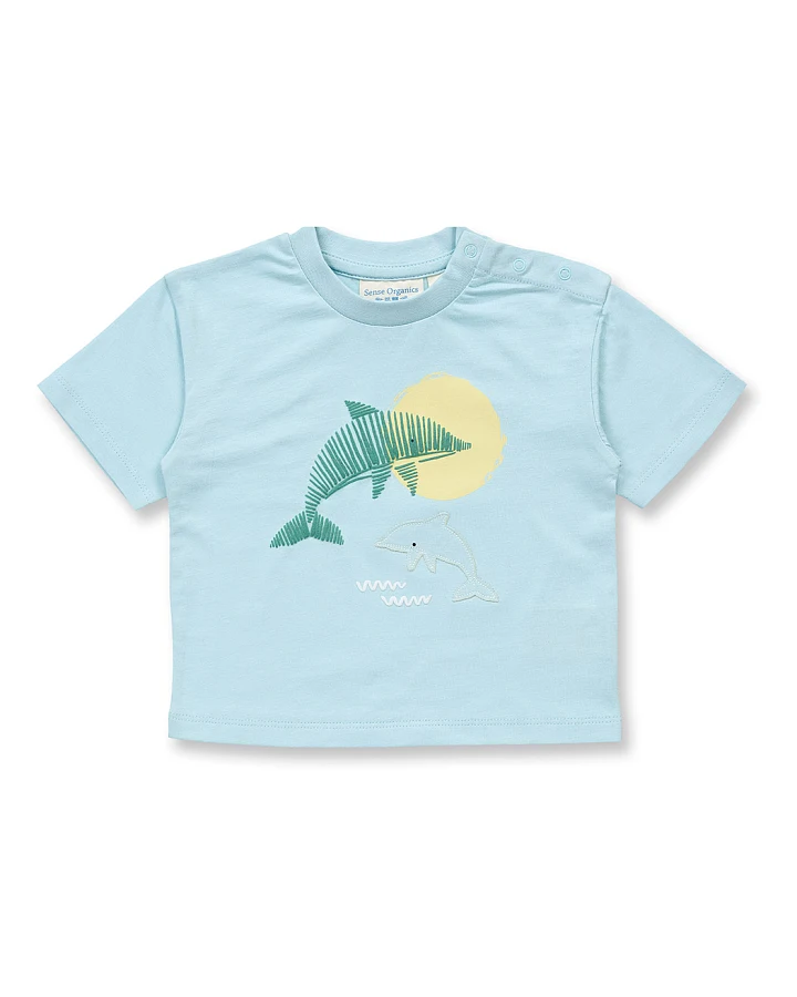 Baby T-Shirt mit Delphin-Druck, Modell ANTON