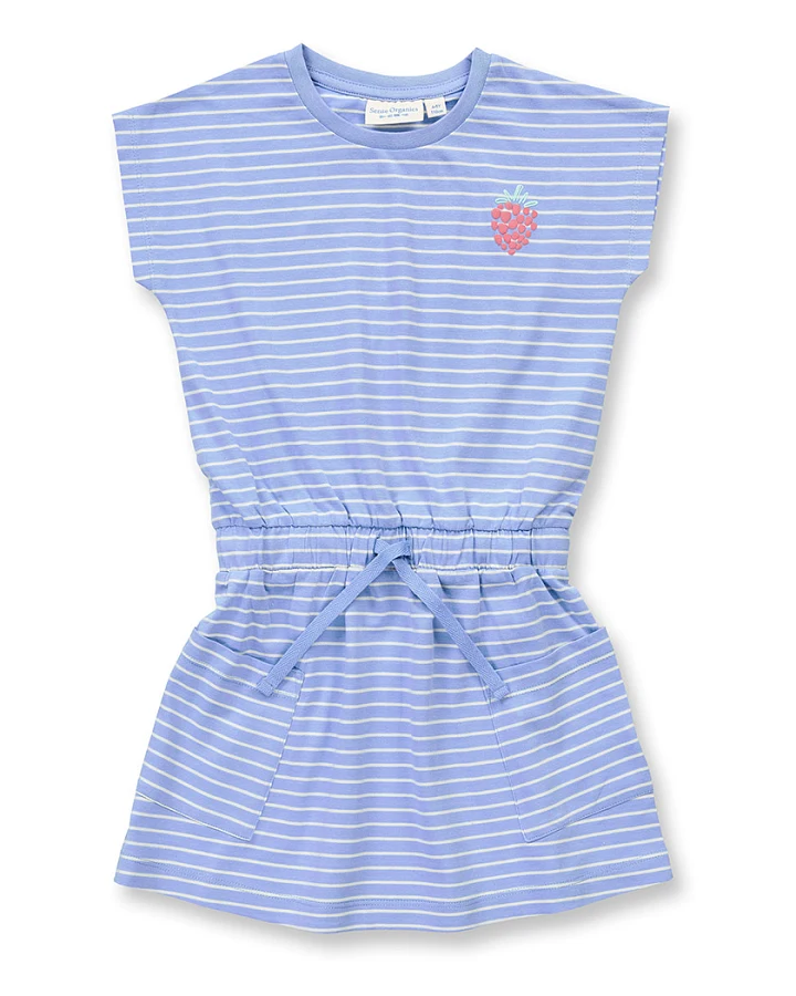 Mädchenkleid blau-weiß geringelt, Modell NOOANA
