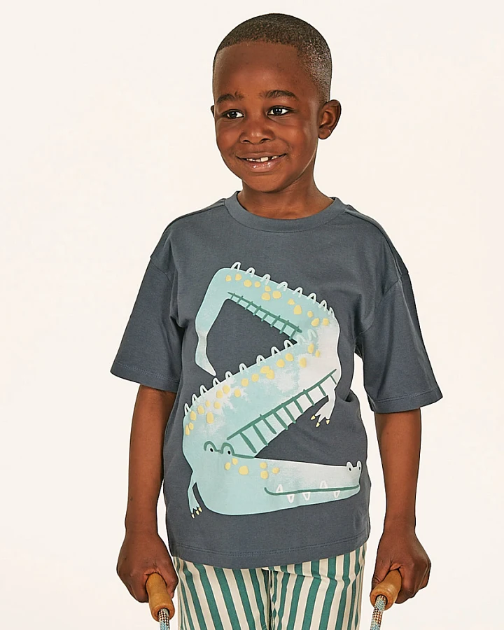 T-Shirt für Kinder mit Krokodil-Druck, Modell OSWIN