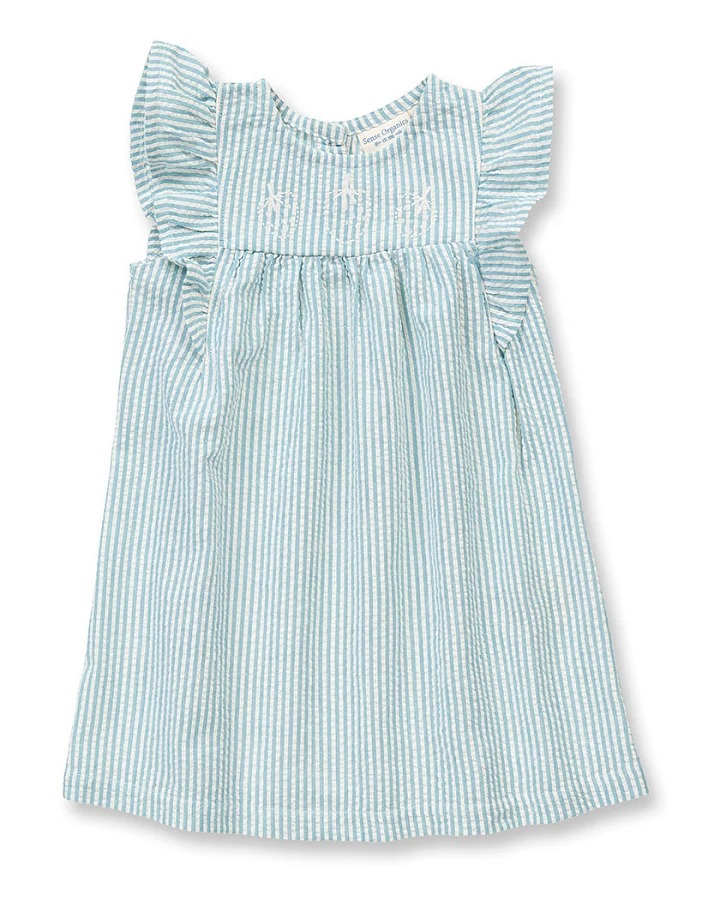 Mädchenkleid blau-weiß geringelt, Modell FRANJA