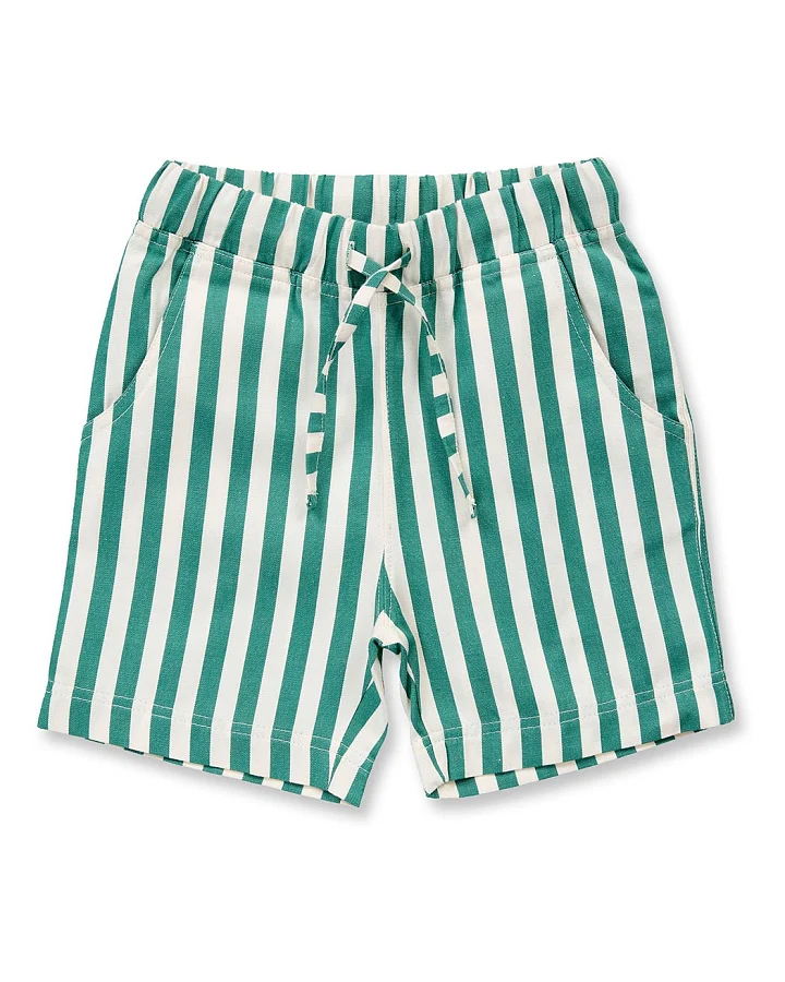 Kinder Shorts grün-weiß gestreift, Modell RESSAD