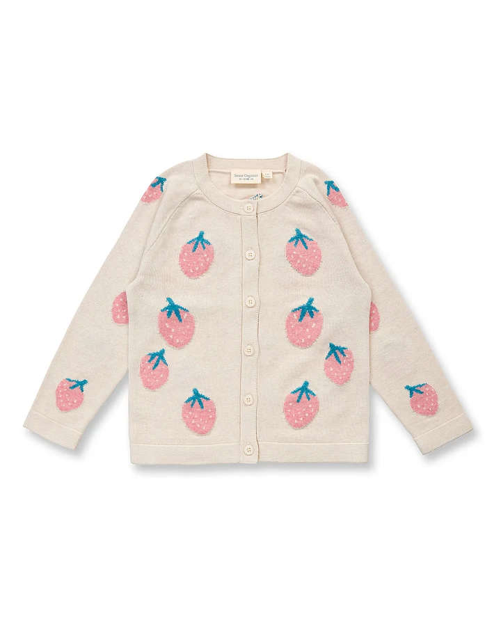 Kinder Strickjacke mit Erdbeer-Motiv, Modell ELSA
