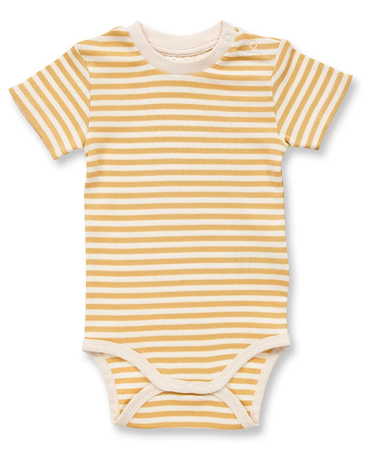 Baby Body gelb-weiß geringelt, Modell VARIN