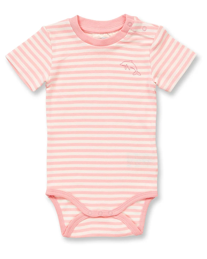 Baby Body rosa-weiß geringelt, Modell VARIN