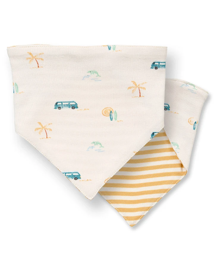 Baby Dreieckstuch mit Retro-Bus-Druck, Modell BIB