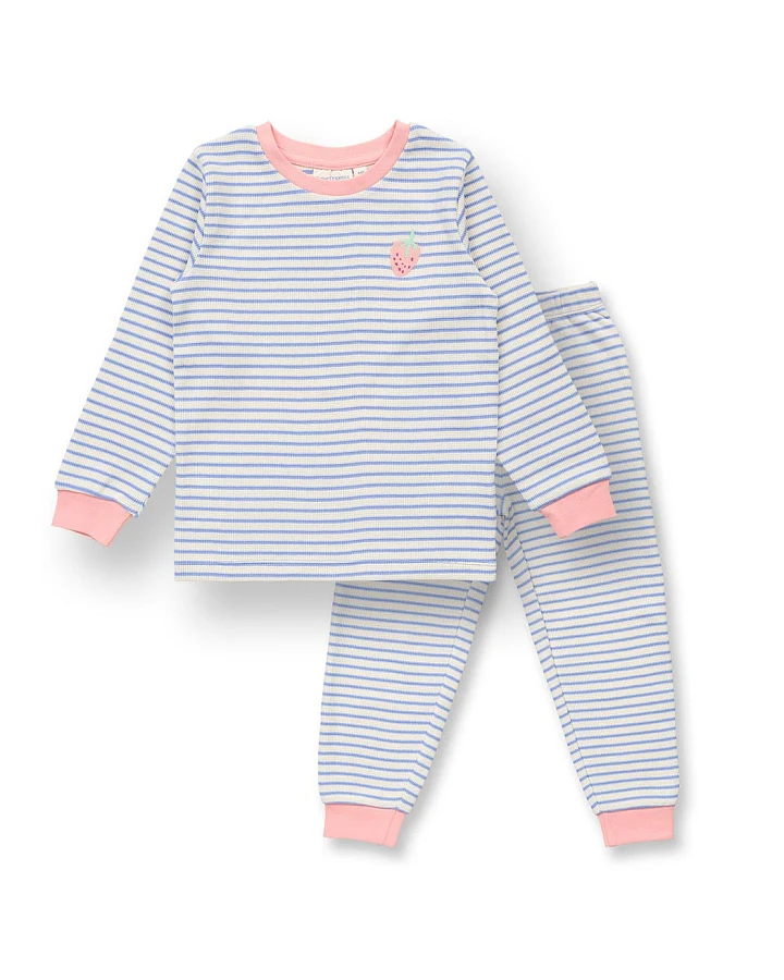 Mädchen Schlafanzug blau-weiß geringelt, Modell JUNIS