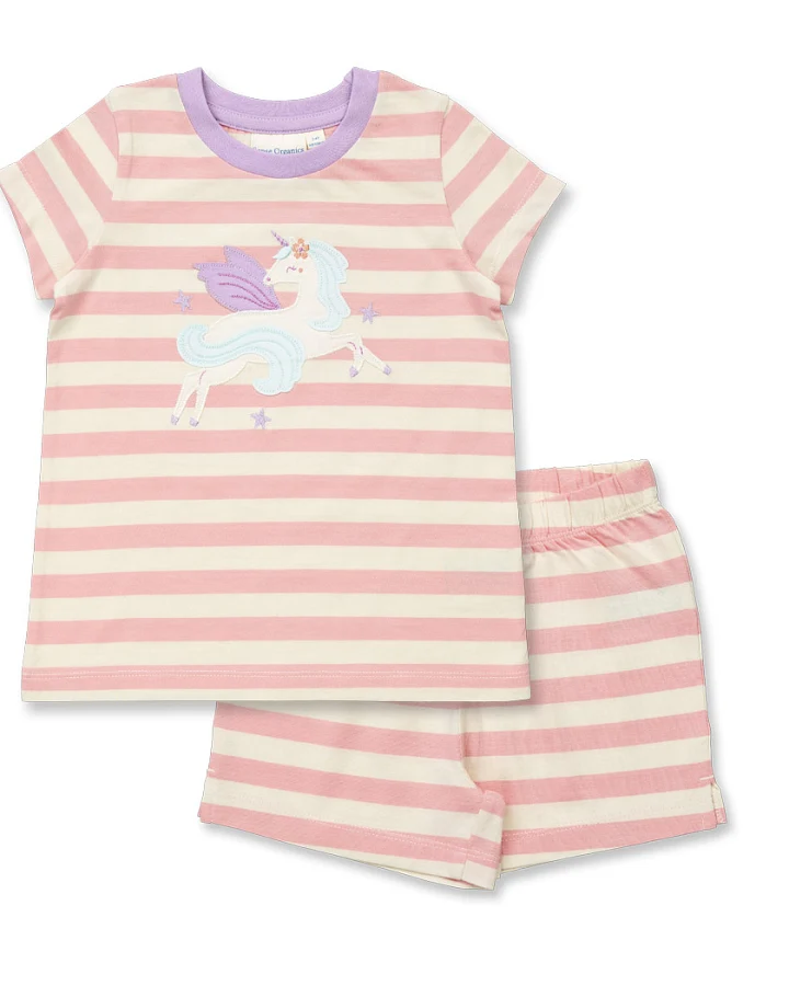 Kurzer Mädchenschlafanzug mit Einhorn Motiv