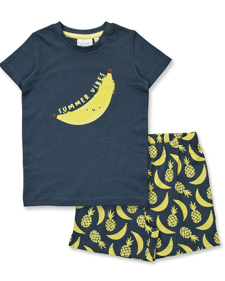 Kurzer Kinderschlafanzug mit Bananen-Druck, Modell KAFKA