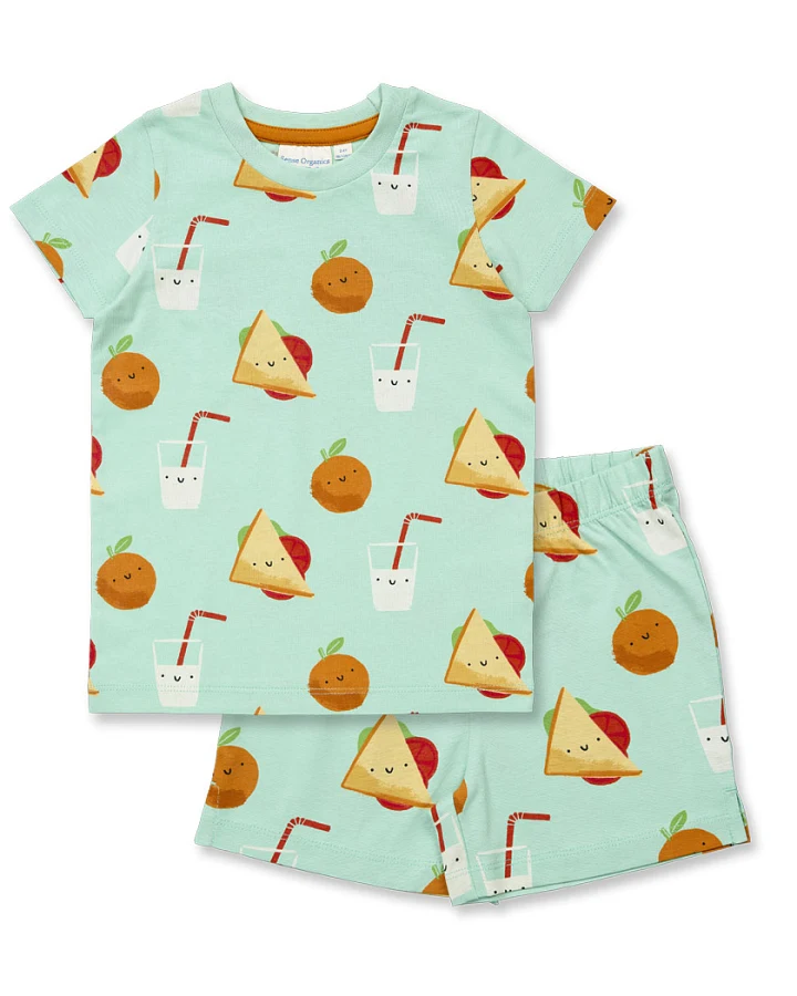 Kurzer Kinderschlafanzug mit Snack-Druck, Modell KAFKA