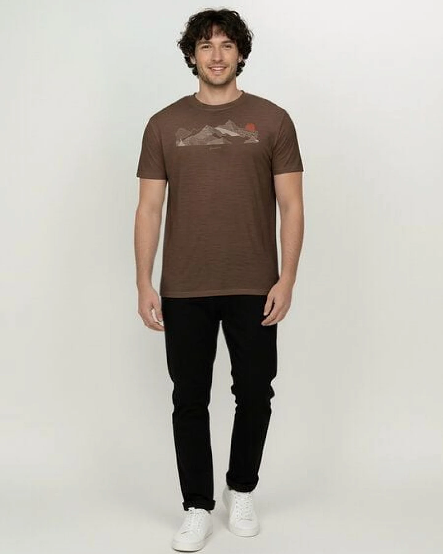 GREENBOMB Nature Mountain Sundown Loom - Funktionales T-Shirt aus Merino-Wolle / hochwertiger Print / Fair & Vegan – Ansicht 3