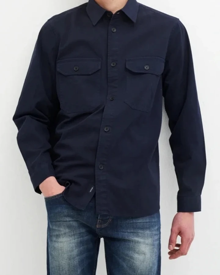 Kuyichi Herren vegan Überhemd Andrew Dark Navy