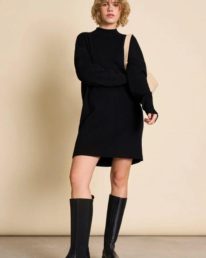 JAN 'N JUNE Damen vegan Strickkleid Nuna Schwarz