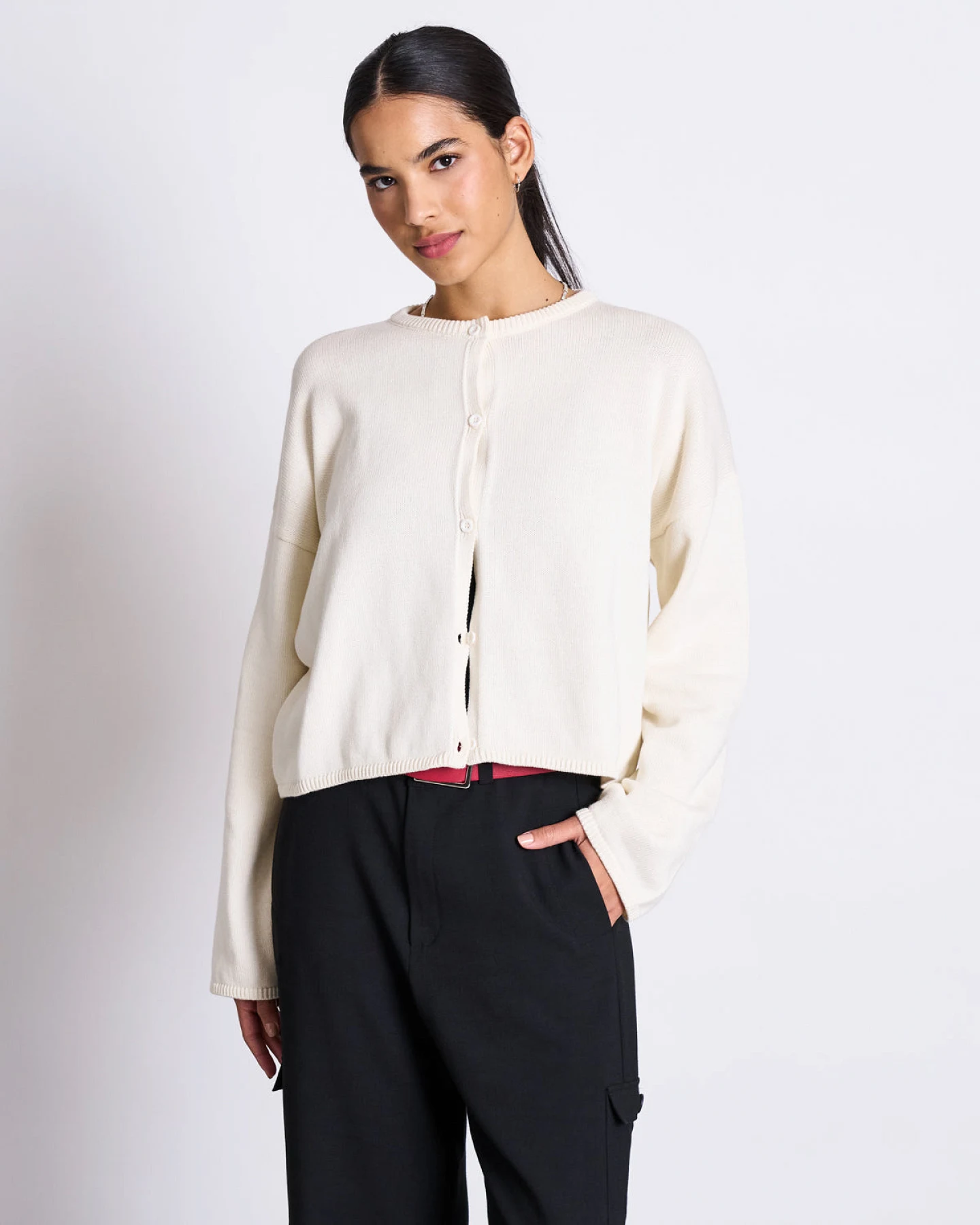 JAN 'N JUNE Damen vegan Leichte Strickjacke Asas Cremefarben – Ansicht 2