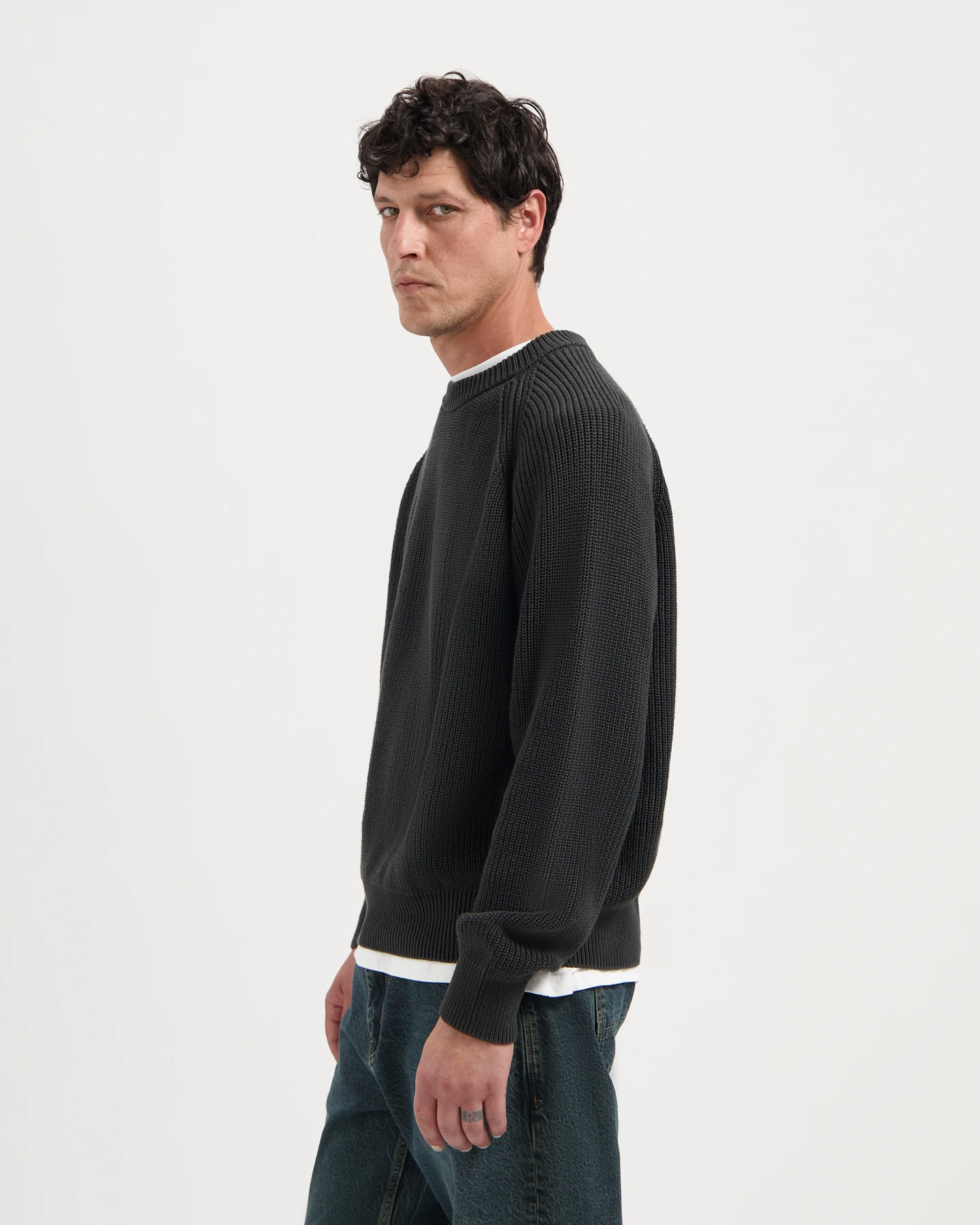 Kuyichi Herren vegan Strickpullover Duke Woodland Grau – Ansicht 2