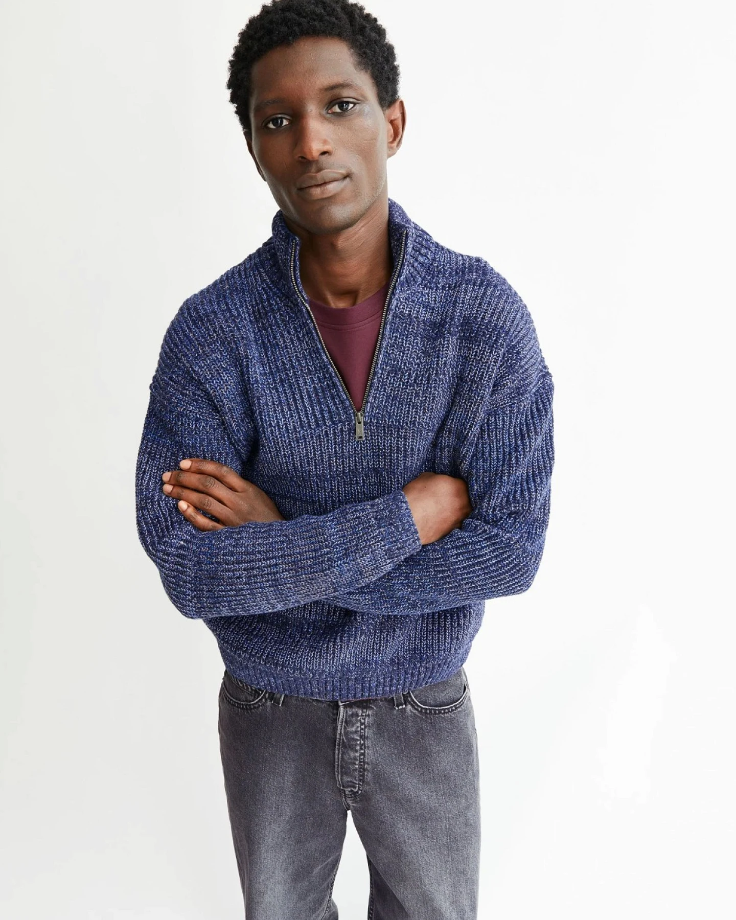 Strickpullover Michaael Mouline Wollmix Blau – Ansicht 4
