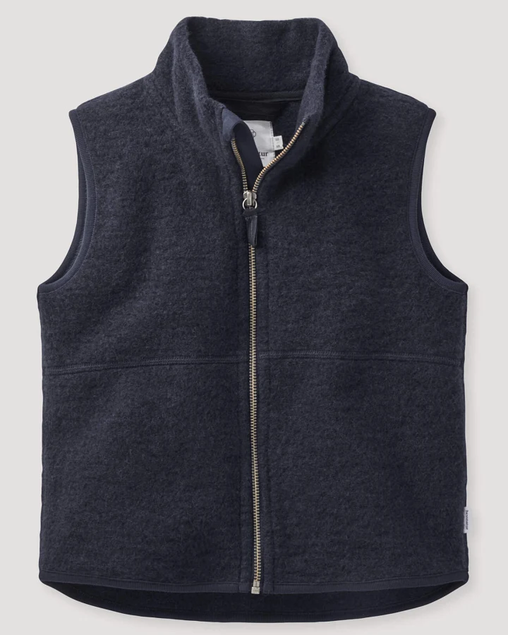 hessnatur Kinder Wollfleece Weste aus Bio-Merinowolle - blau - Größe 158/164