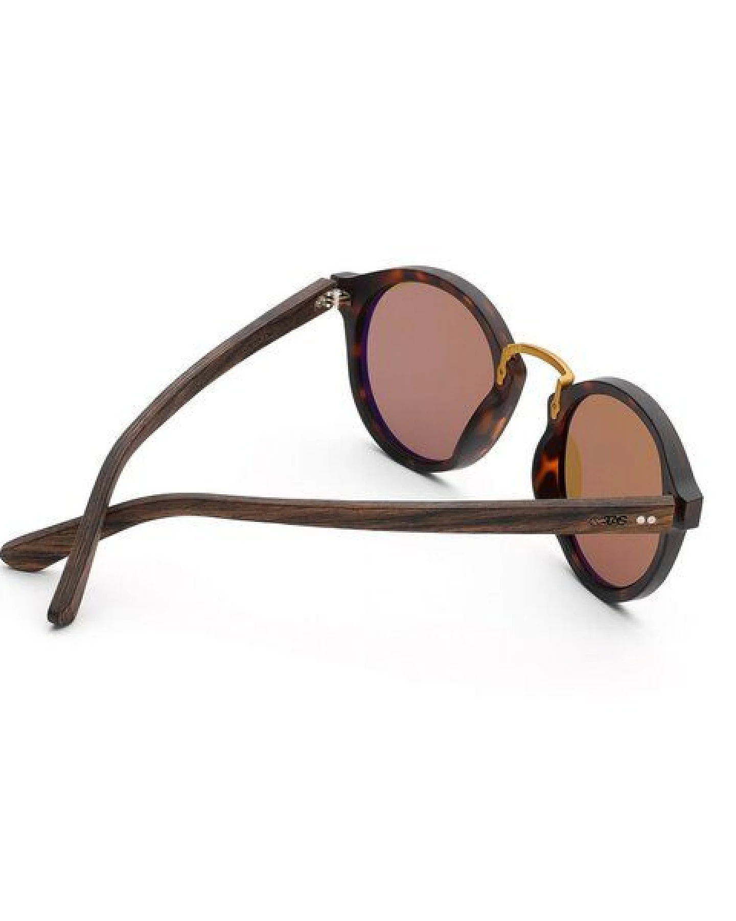 TAKE A SHOT Runde Sonnenbrille aus Holz für Damen und Herren – Ansicht 3