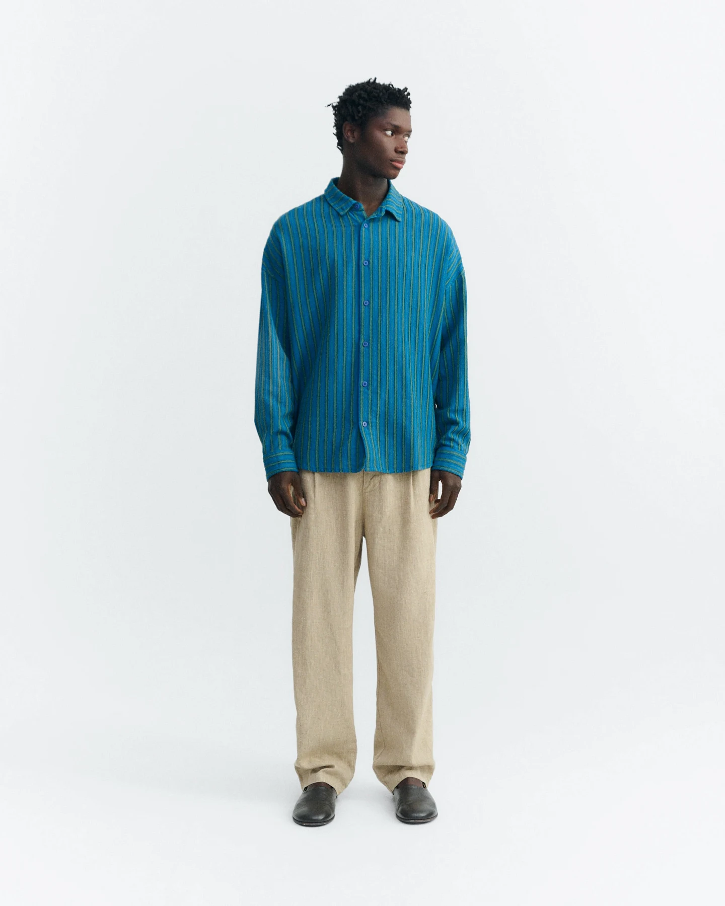 Thinking MU Herren vegan Hemd Oversize Haru Windsor Blau – Ansicht 2