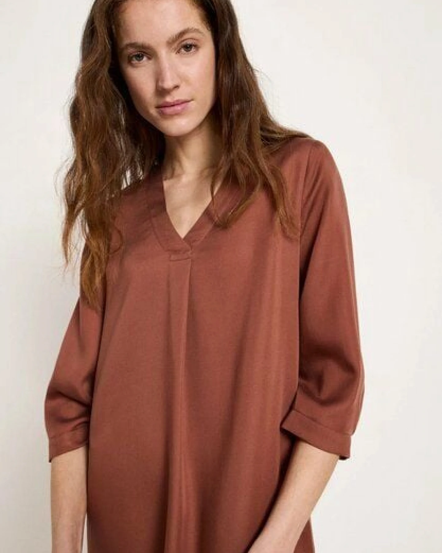 LANIUS Tencel Kleid mit V-Ausschnitt – Ansicht 2