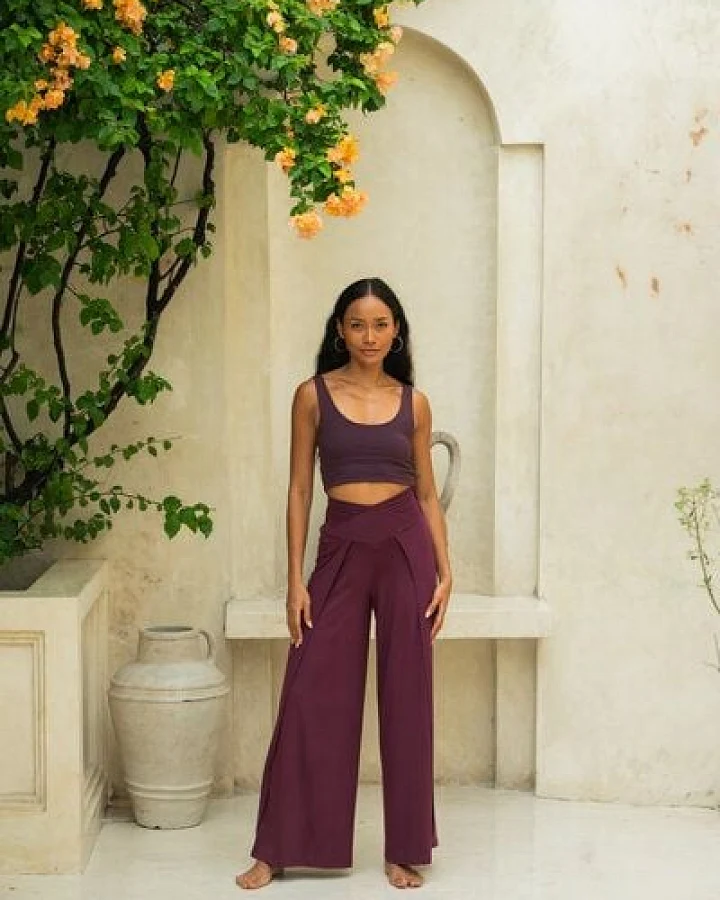 YogiLiebe Yoga double wende Bra "Maitri" aus Bio-Baumwolle Wild Hibiskus - Magic Plum
