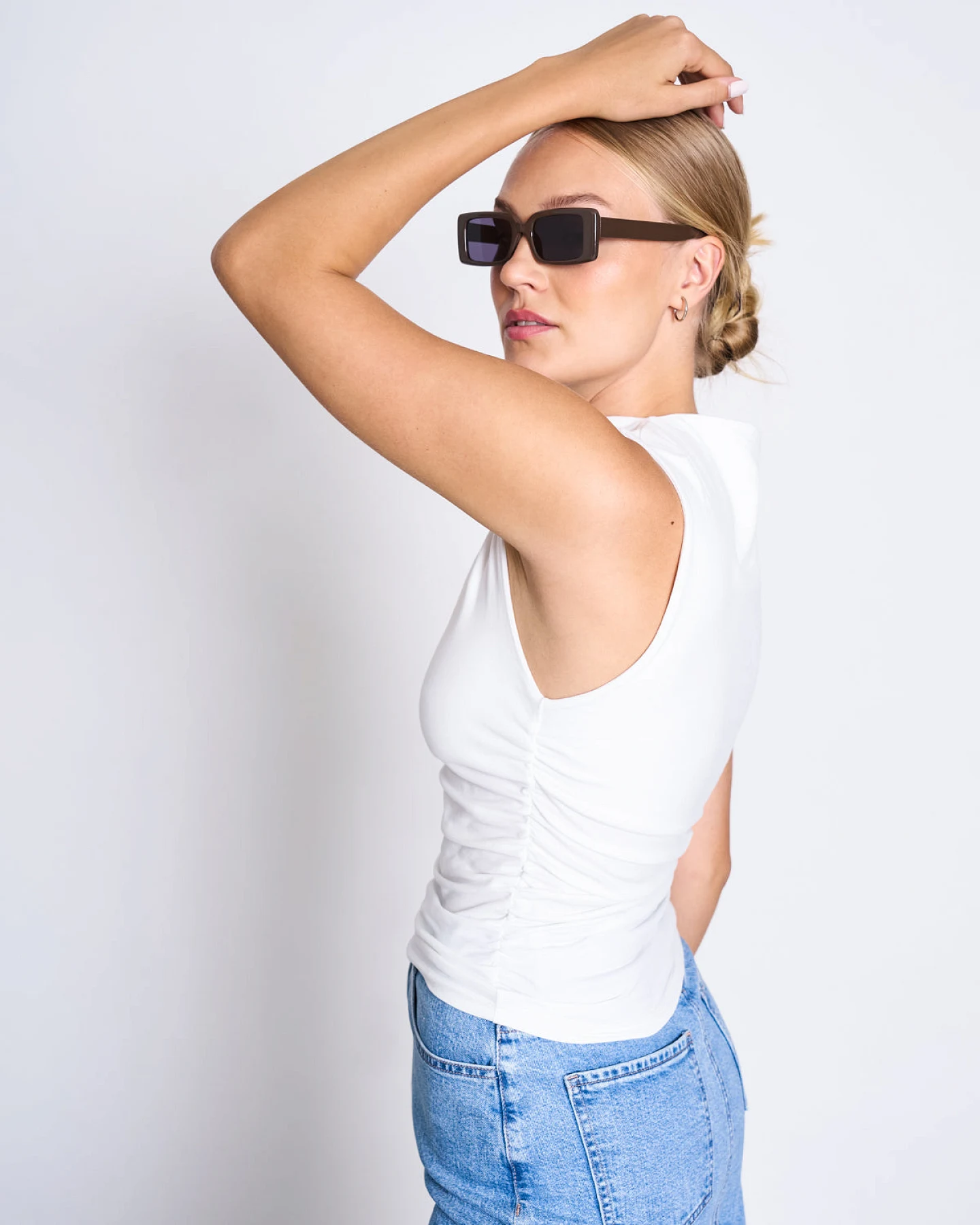 JAN 'N JUNE Damen vegan Ruffle Top Rafo Weiß – Ansicht 2