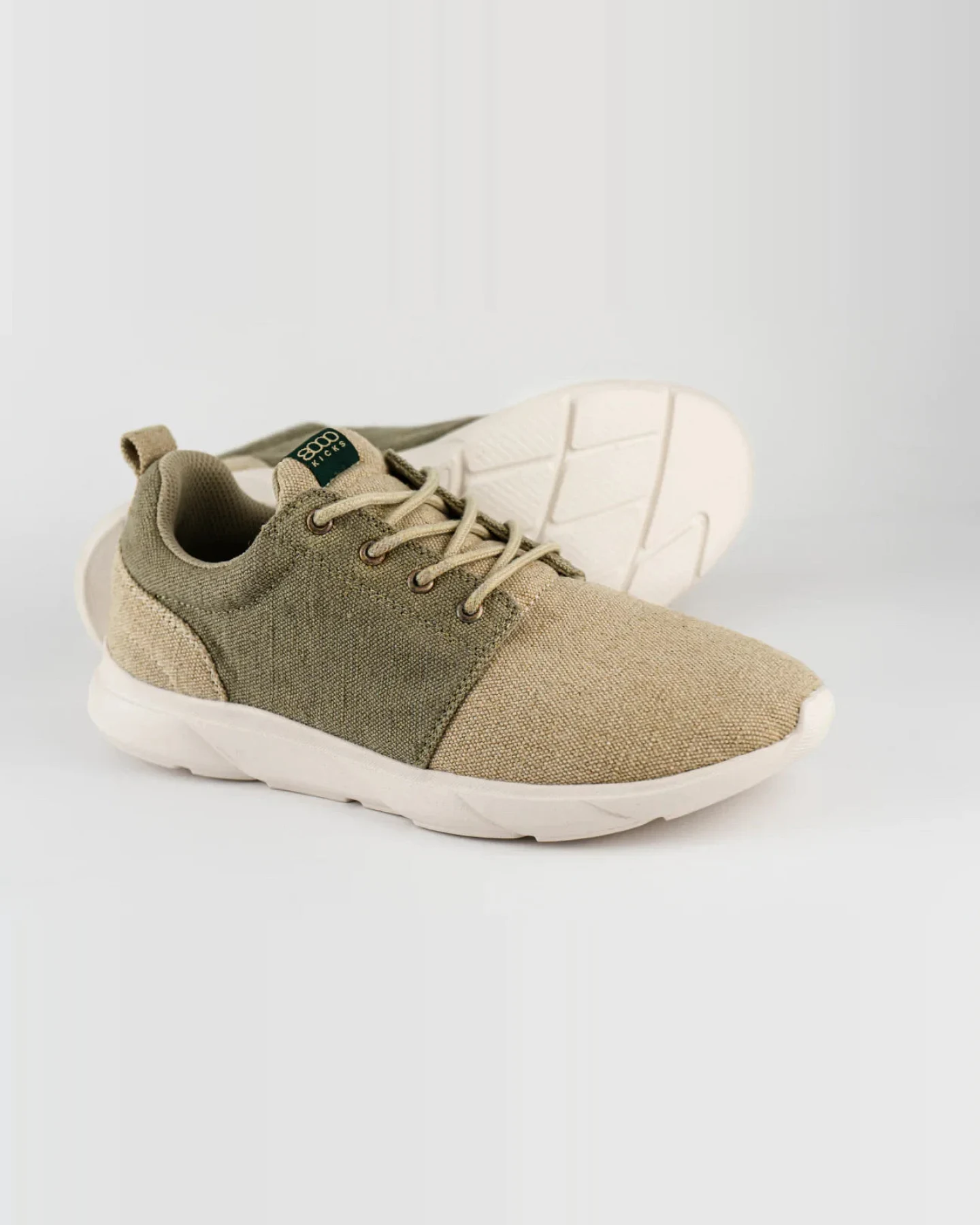 8000kicks EU Herren vegan Sneaker Explorer V2 Beige Und Grün – Ansicht 2