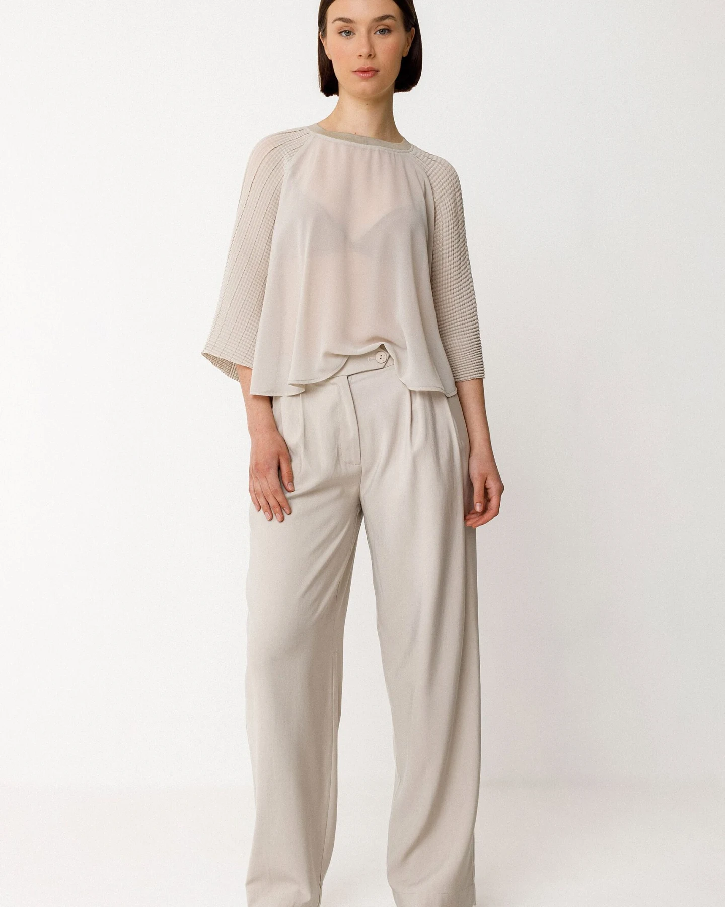 SKFK Damen vegan Hemd Loiara Beige – Ansicht 2