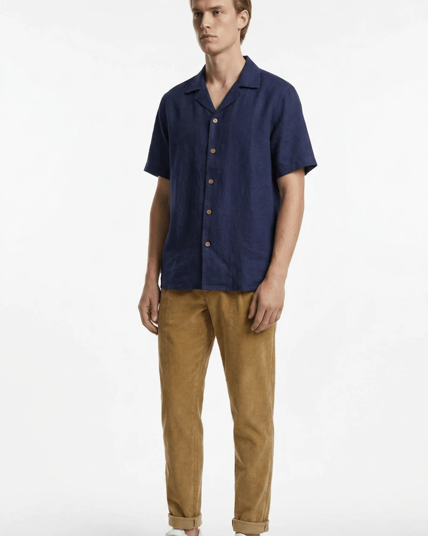 De IONESCU Herren vegan Hemd Horezu Marineblau – Ansicht 2