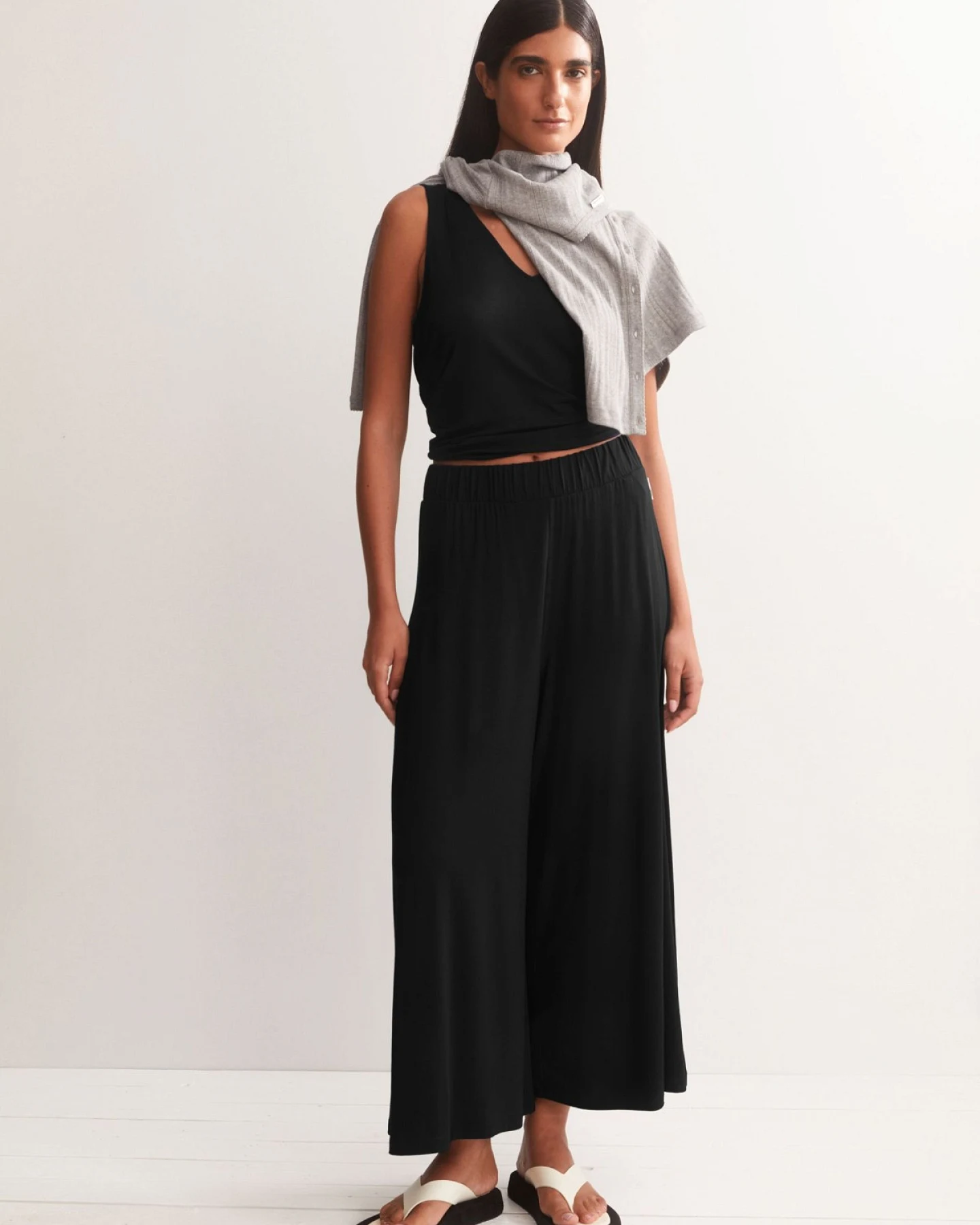 Hose Jersey Cropped Schwarz – Ansicht 5