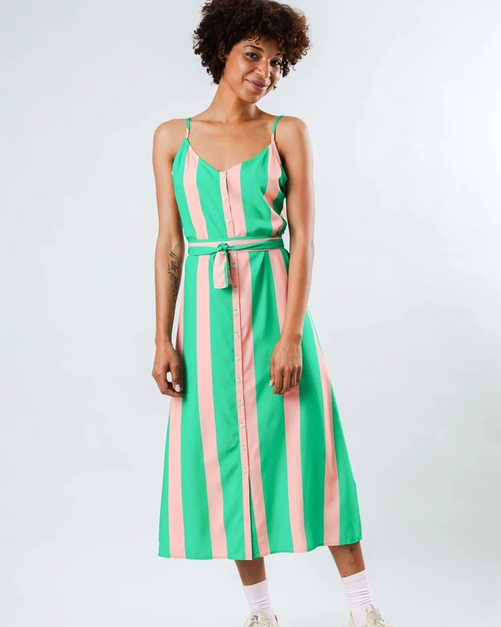 Kleid Color Block Strap Grün