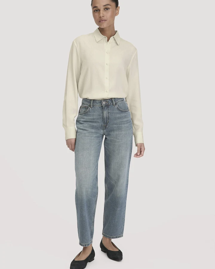 hessnatur Damen Jeans NELE Barrel Leg aus Bio-Baumwolle - blau - Größe 25/30
