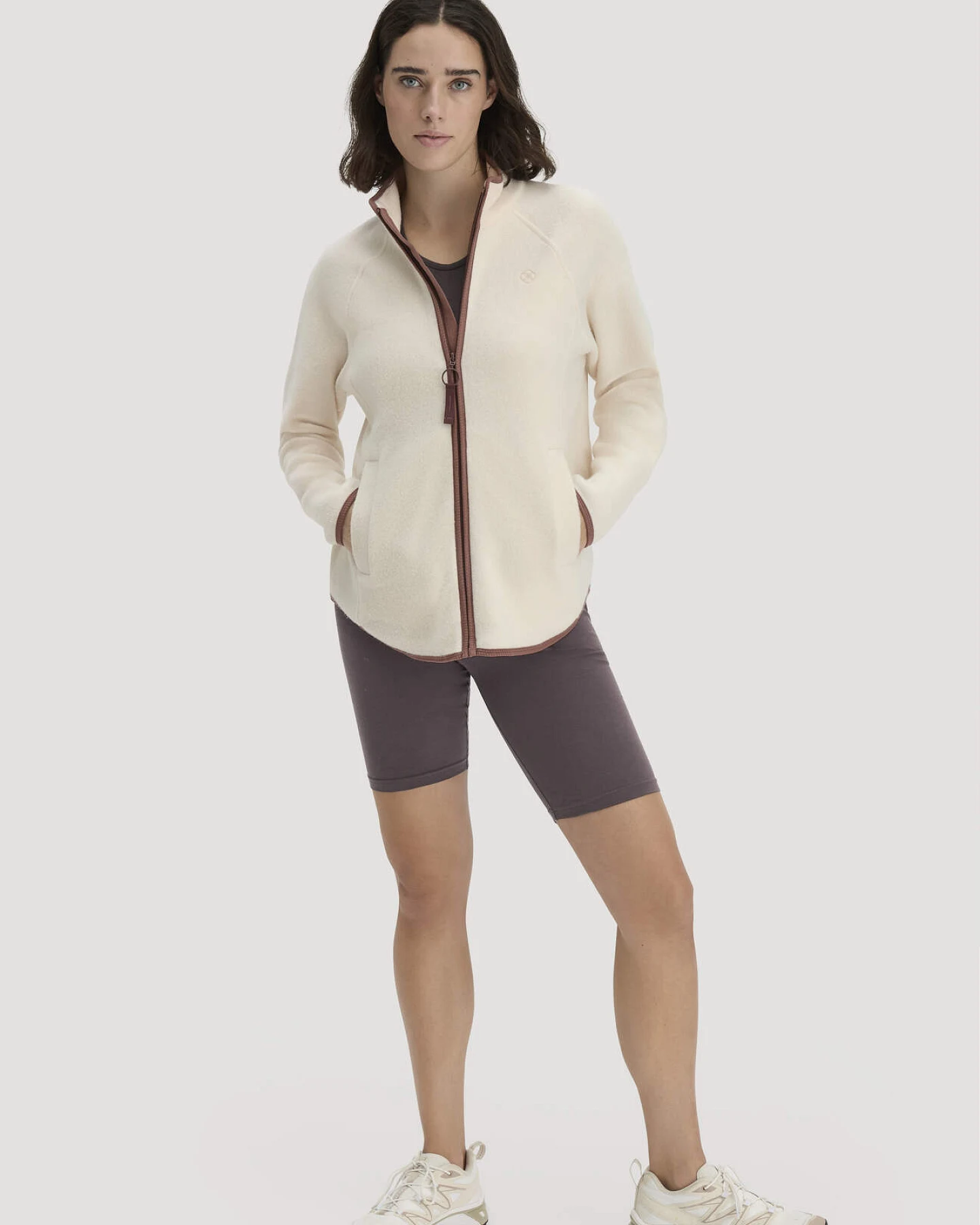hessnatur Loungewear Fleece Jacke Relaxed ACTIVE LIGHT aus Bio-Baumwolle - natur - Größe XS – Ansicht 2