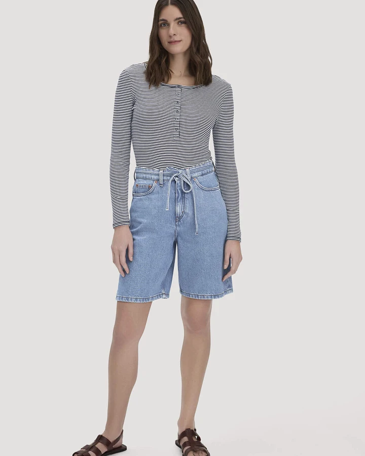 hessnatur Damen Jeans Bermuda aus Bio-Baumwolle mit TENCEL™ Lyocell - blau - Größe 36