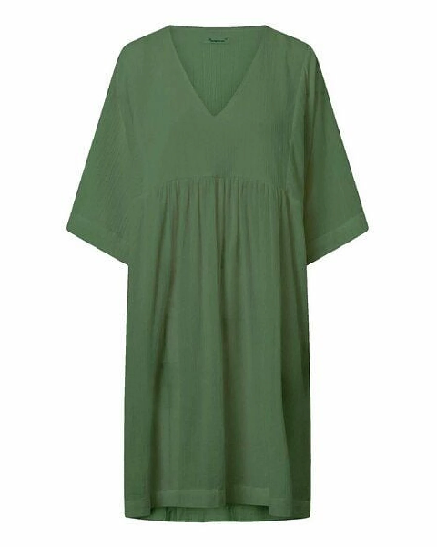 KnowledgeCotton Apparel Midi Kleid - HEATHER cotton crepe A-shape dress - aus Bio-Baumwolle – Ansicht 2