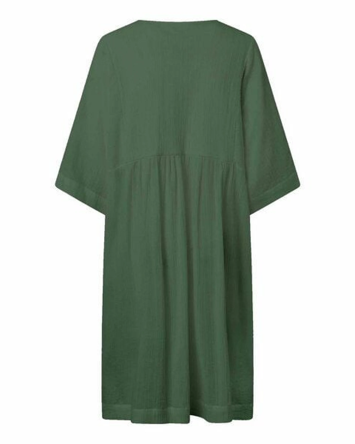 KnowledgeCotton Apparel Midi Kleid - HEATHER cotton crepe A-shape dress - aus Bio-Baumwolle – Ansicht 3