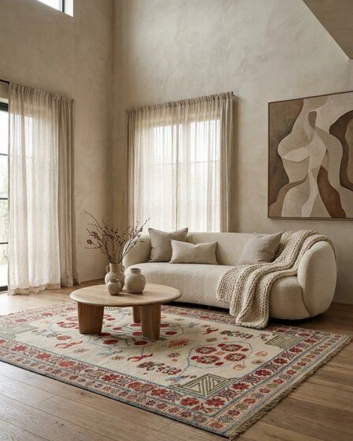 Kelim Belutch Beige „Rugtales“ aus Schurwolle, 143x180 cm