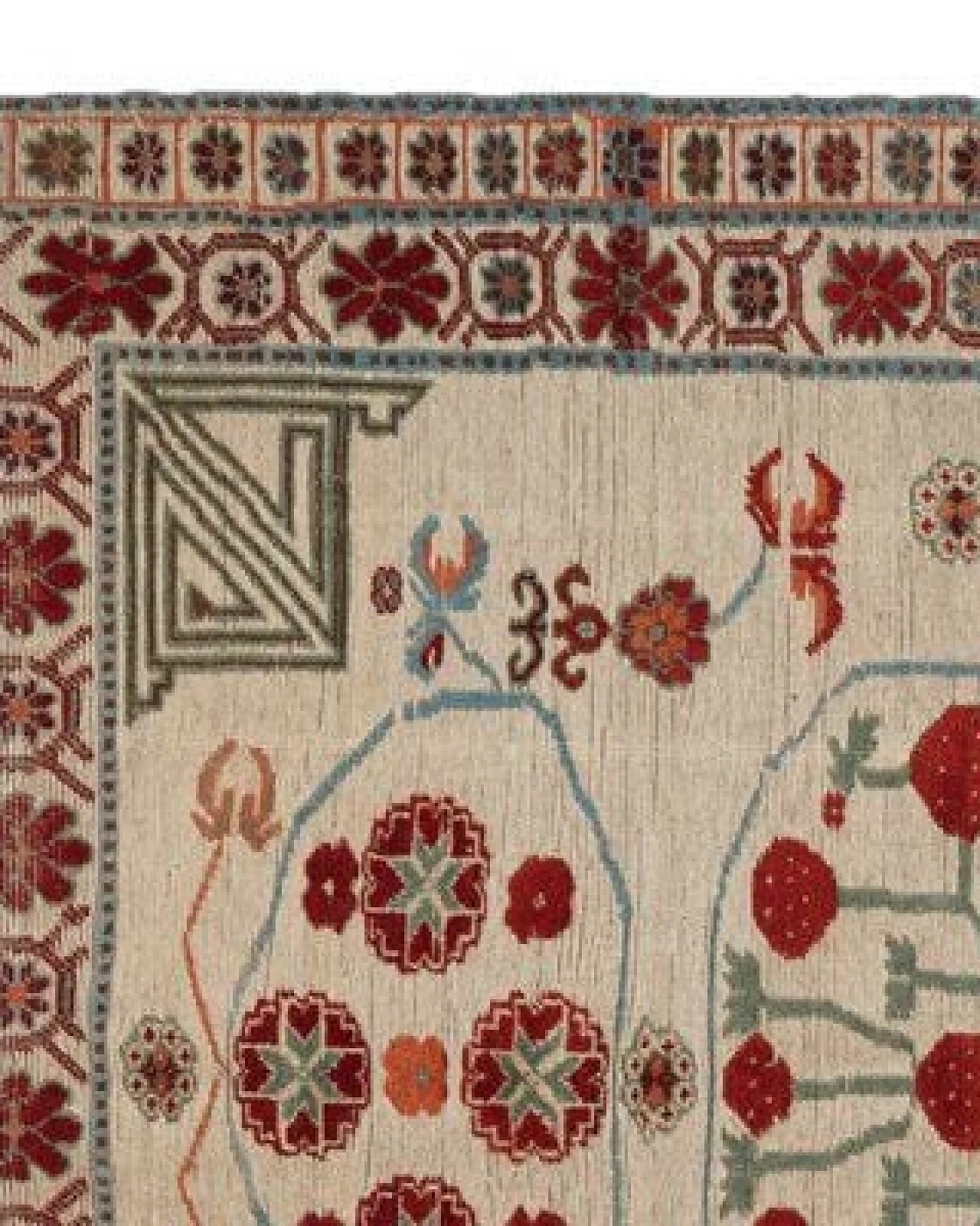 Kelim Belutch Beige „Rugtales“ aus Schurwolle, 143x180 cm – Ansicht 4