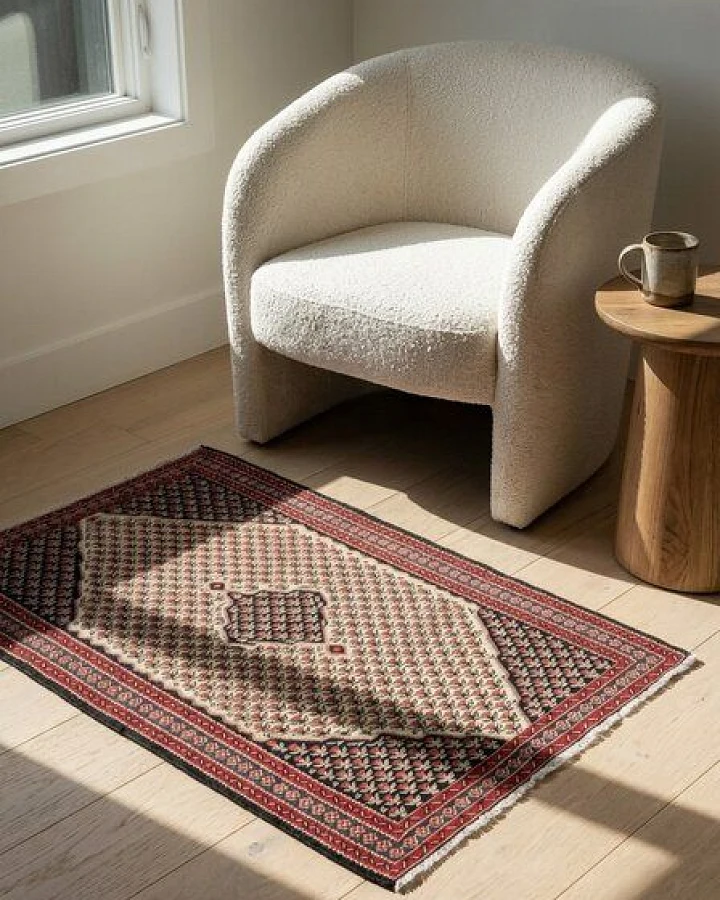 Kelim Bidjar Beige „Rugtales“ aus Schurwolle, 109x157 cm