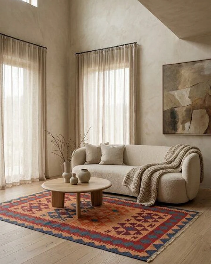 Kelim Gashgai Beige „Rugtales“ aus Schurwolle, 122x189 cm
