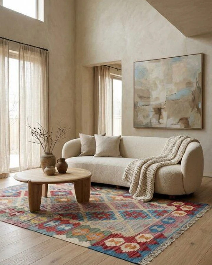 Kelim Gashgai Beige „Rugtales“ aus Schurwolle, 122x189 cm