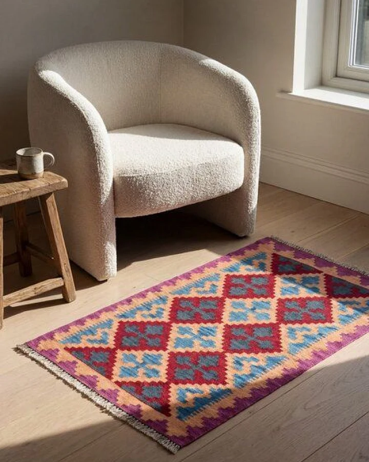 Kelim Gashgai Beige „Rugtales“ aus Schurwolle, 64x103 cm