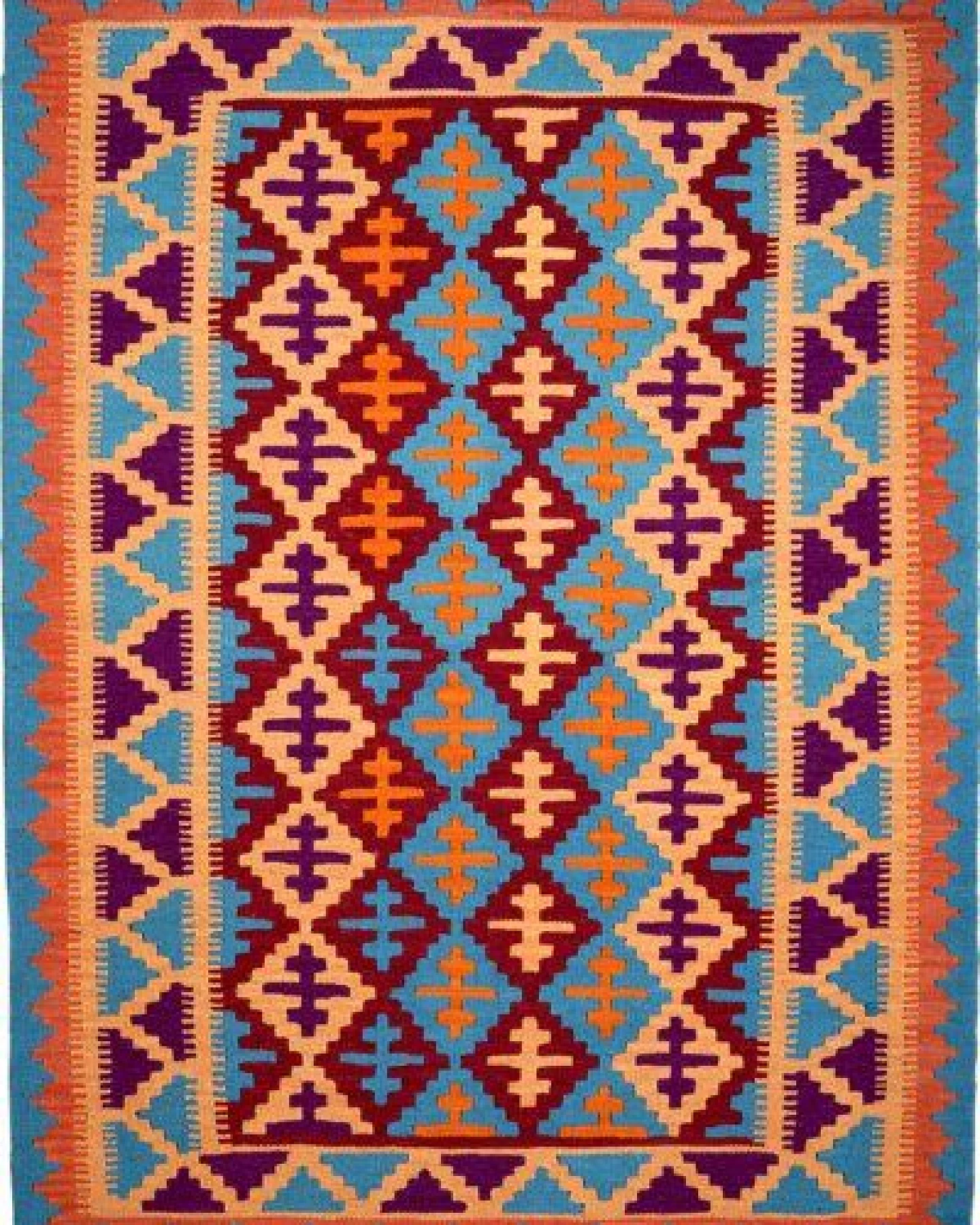 Kelim Gashgai Blau „Rugtales“ aus Schurwolle, 122x179 cm – Ansicht 3