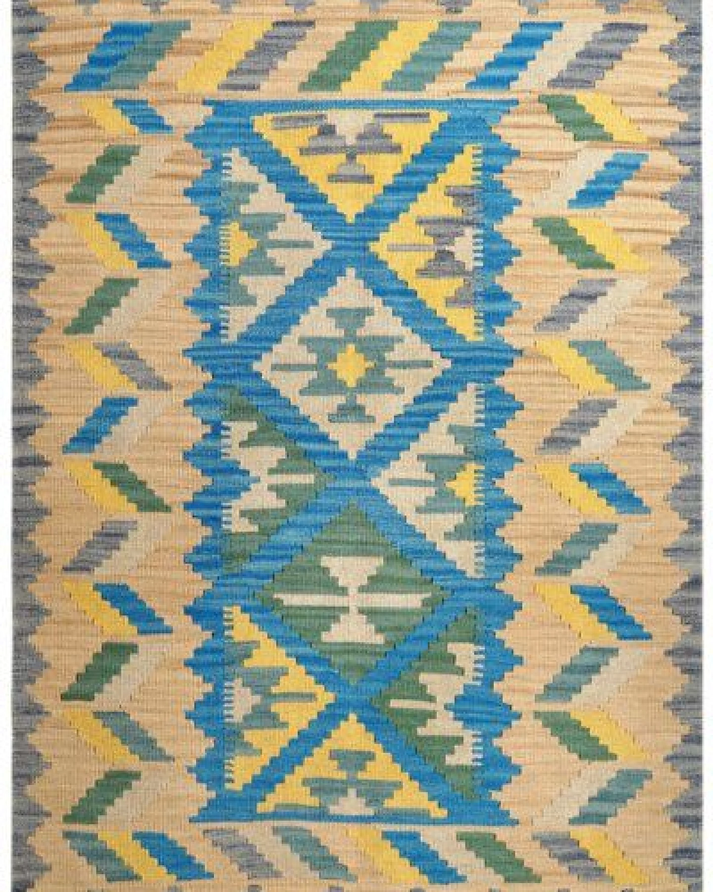 Kelim Gashgai Blau „Rugtales“ aus Schurwolle, 124x174 cm – Ansicht 3