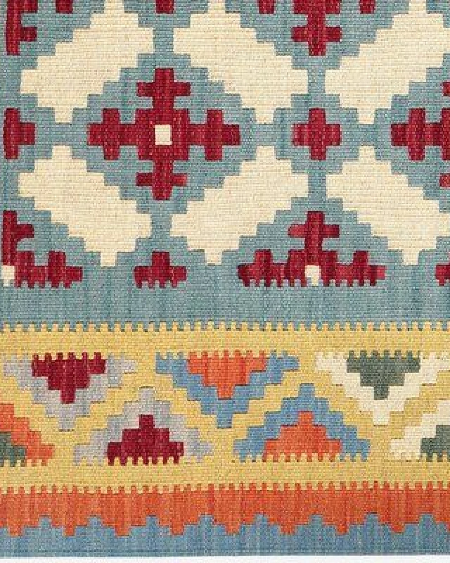 Kelim Gashgai Blau „Rugtales“ aus Schurwolle, 129x180 cm – Ansicht 4