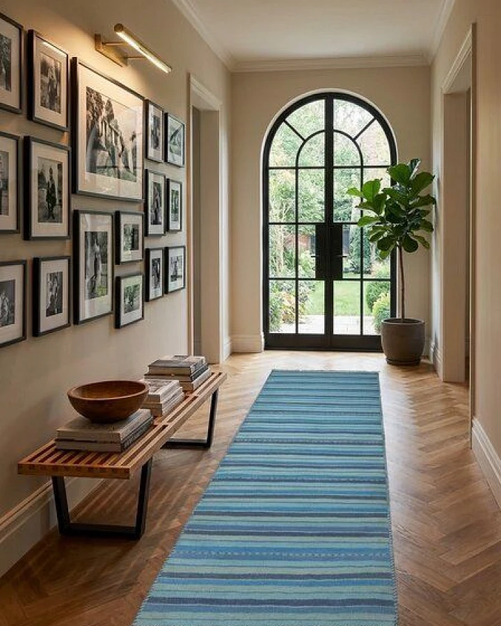 Kelim Gashgai Blau „Rugtales“ aus Schurwolle, 60x196 cm