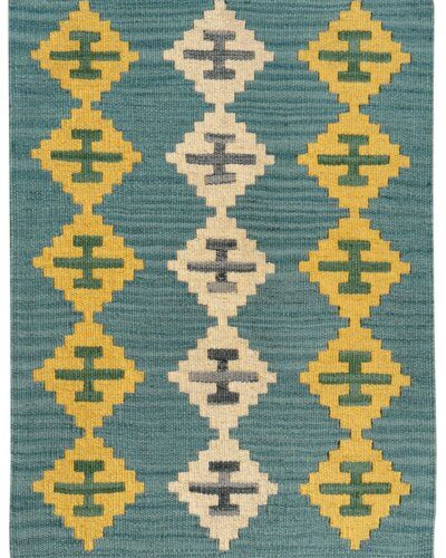 Kelim Gashgai Blau „Rugtales“ aus Schurwolle, 63x88 cm – Ansicht 3