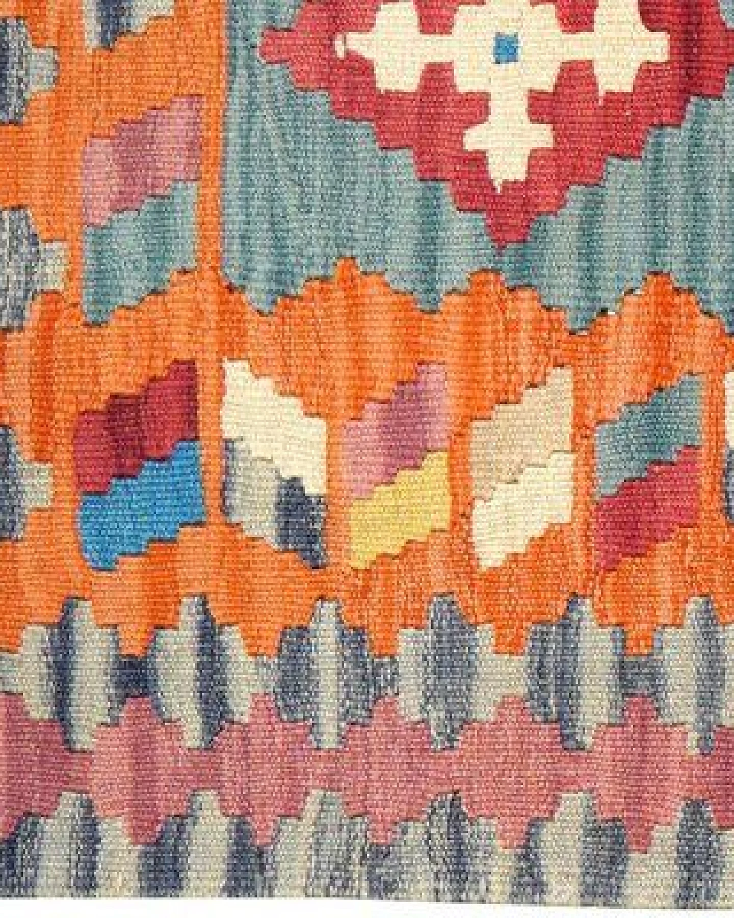 Kelim Gashgai Blau „Rugtales“ aus Schurwolle, 82x286 cm – Ansicht 4