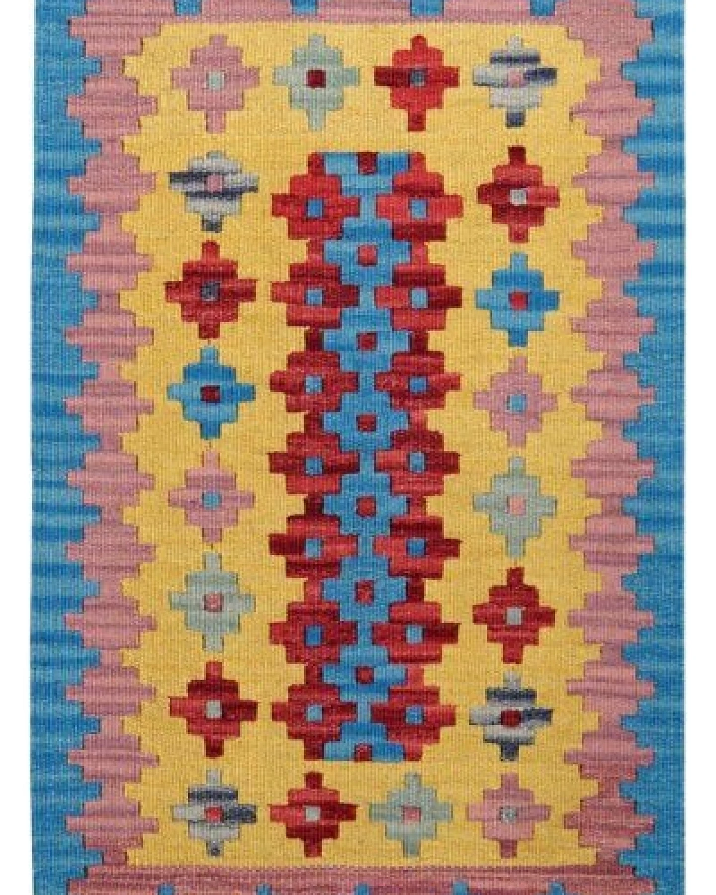 Kelim Gashgai Gelb „Rugtales“ aus Schurwolle, 62x96 cm – Ansicht 3